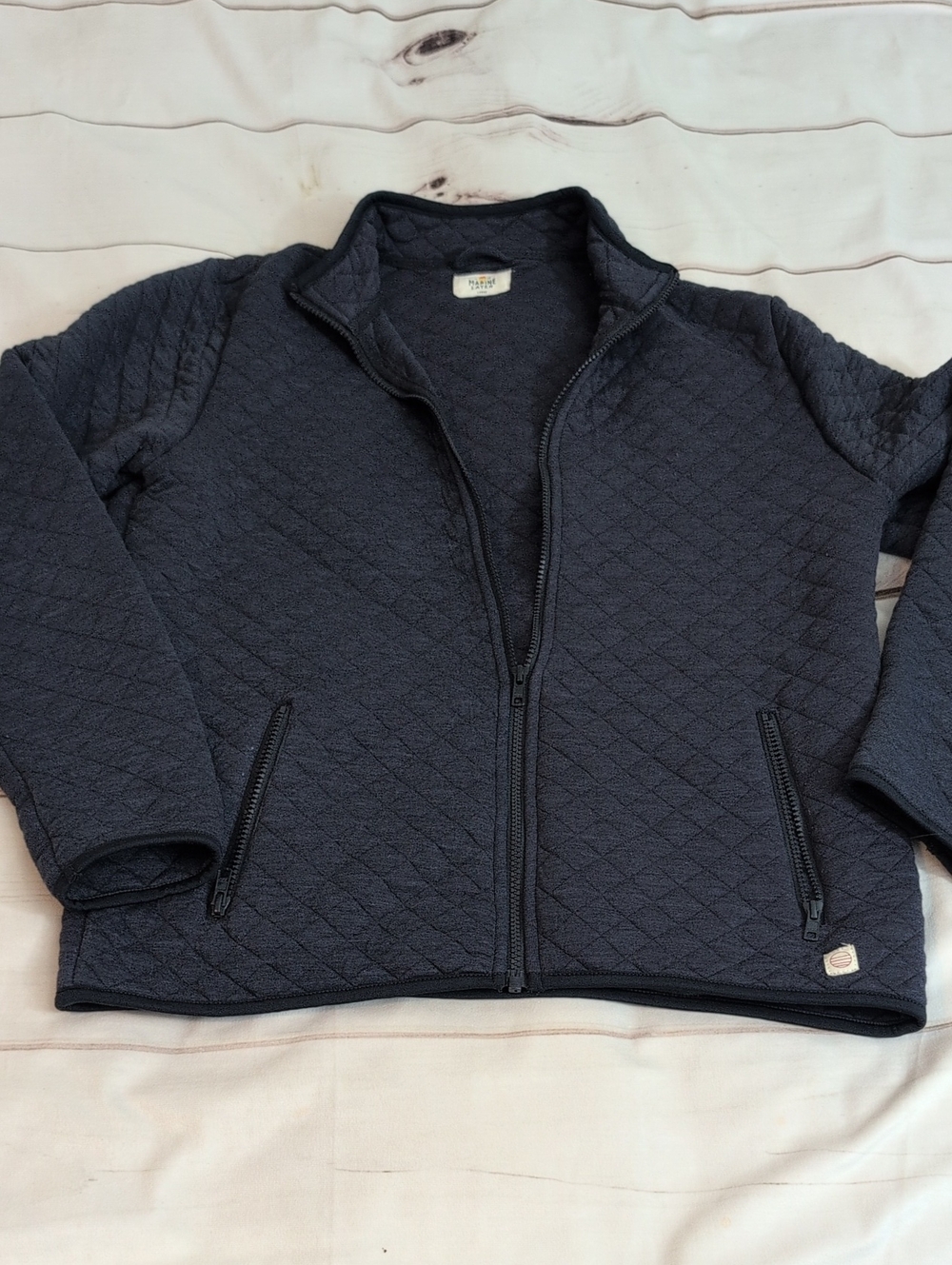 Mens Marine Layer Quilted Bomber Jacket size Large Navy Blue